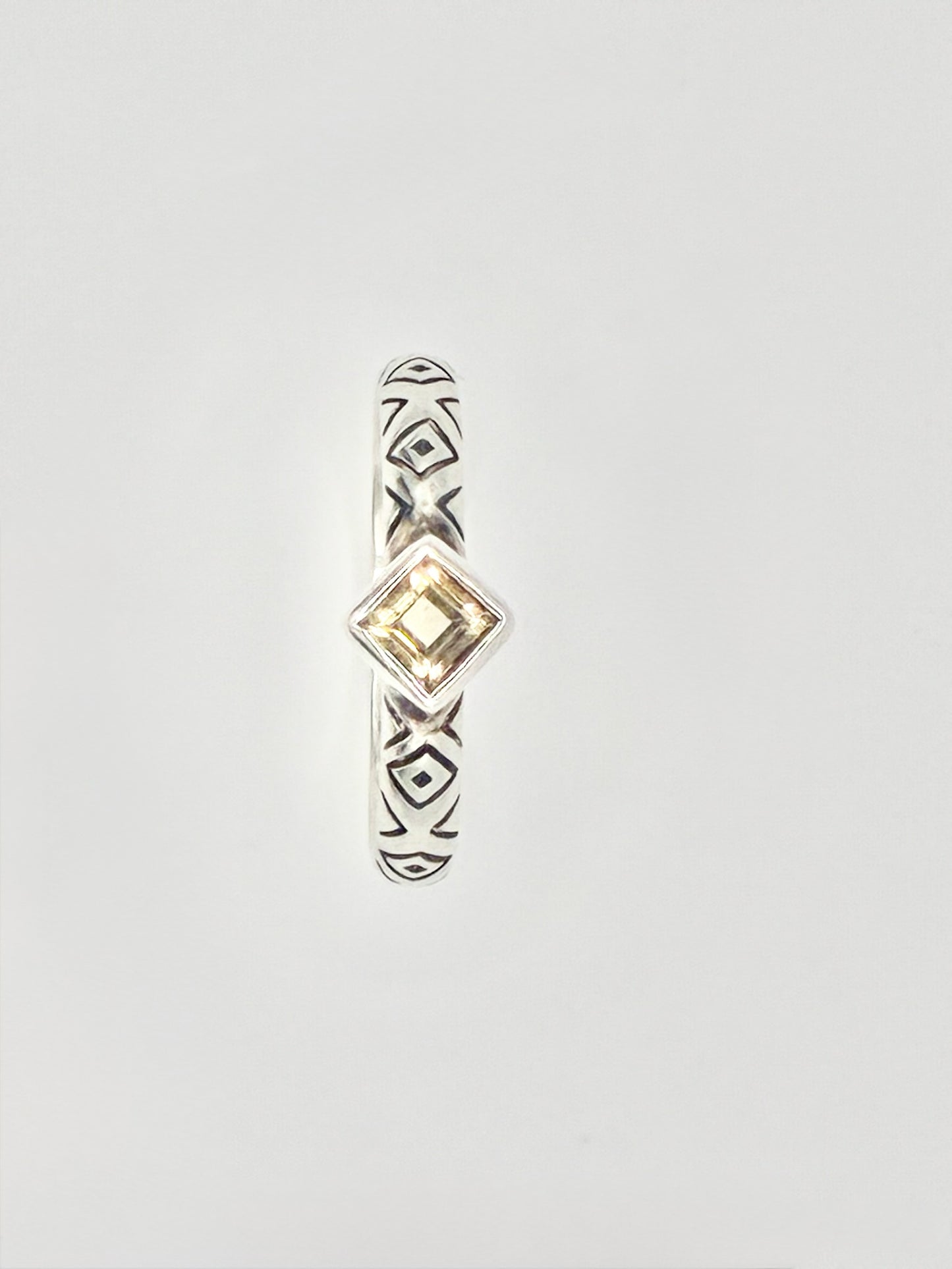 Brighton Sterling Silver Geometric Ring – Yellow Stone | Size 9