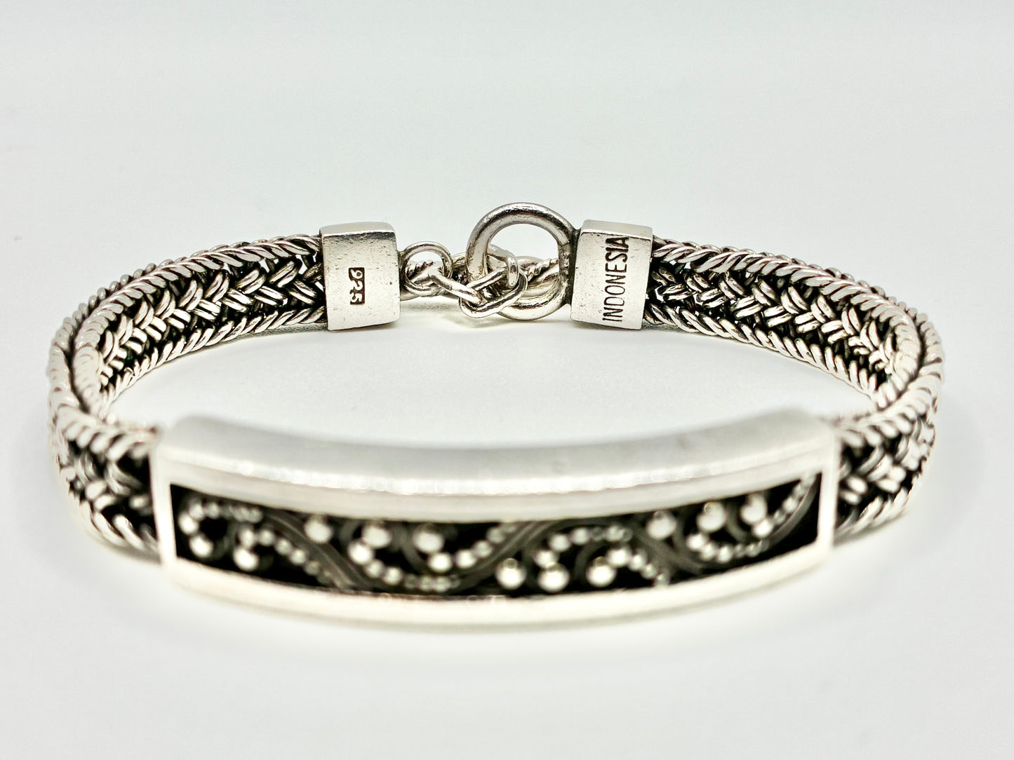 Lois Hill 925 Sterling Silver Foxtail Station Toggle Bracelet — 7.5"