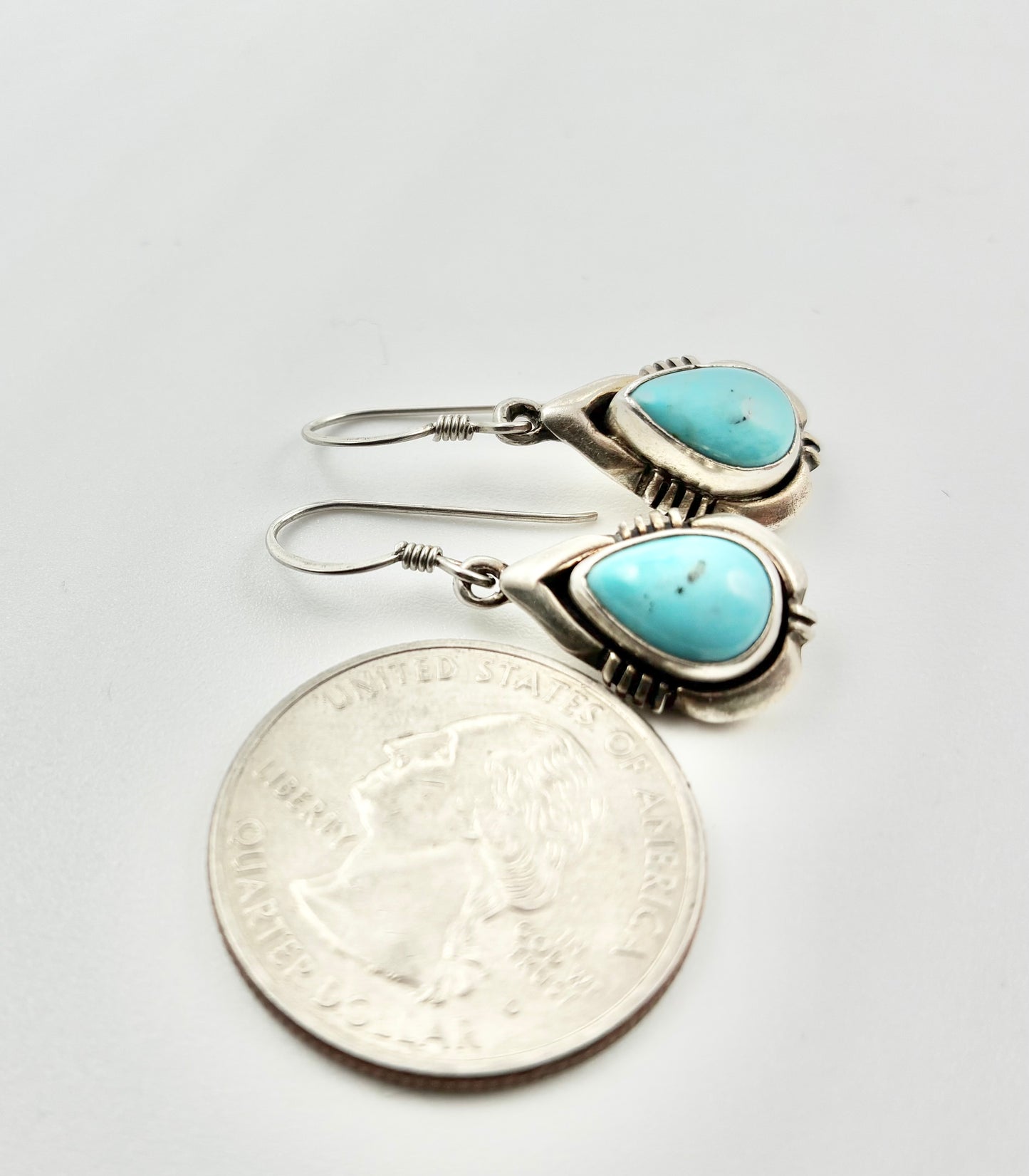Sterling Turquoise Teardrop Dangle Earrings