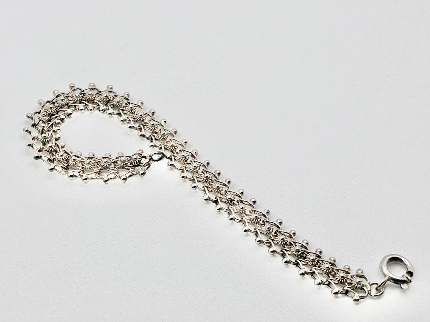 Sterling Silver Floral Lace Bracelet — 7.5"