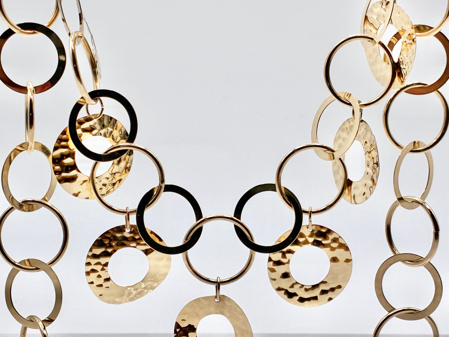 14K Yellow Gold Hammered Disc & Link Necklace — 17.5"