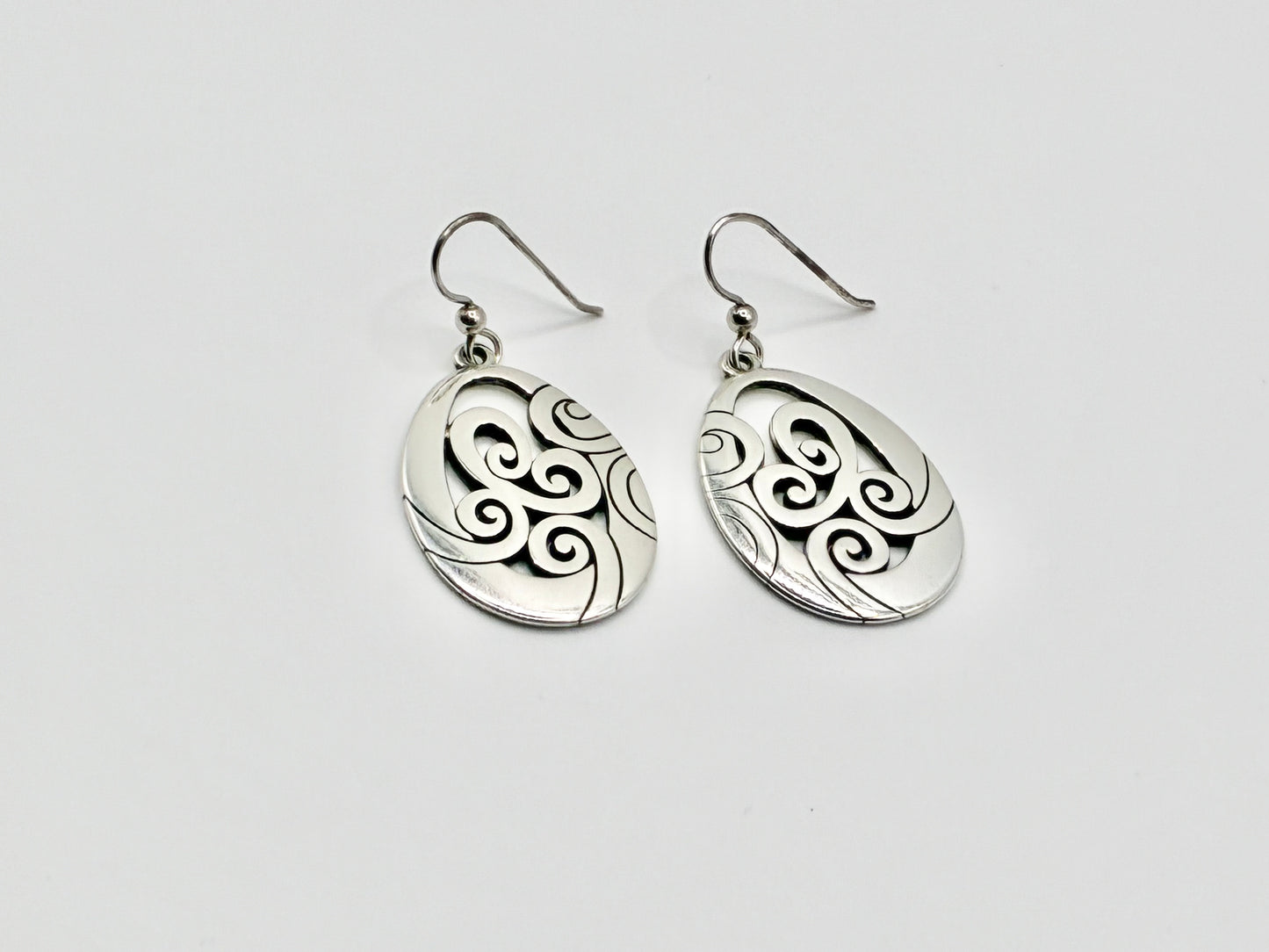 Brighton "Mingle" Scroll French Wire Earrings Silver Tone Openwork Dangle