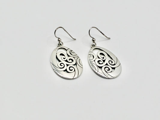 Brighton "Mingle" Scroll French Wire Earrings Silver Tone Openwork Dangle