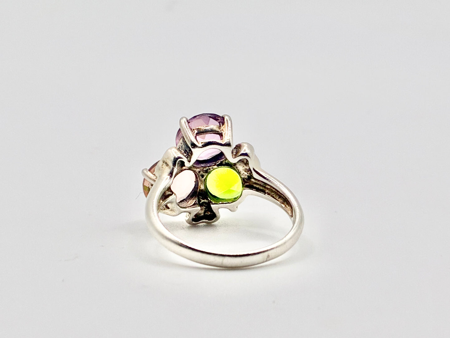 Sterling Silver 925 Multi-Stone Cluster Ring – Size 8