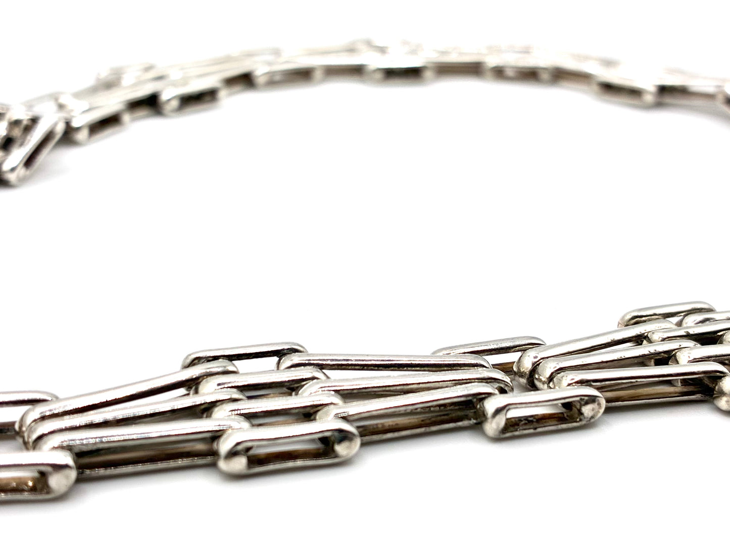 925 Sterling Silver Mexico Articulated Bar-Link 17" Necklace