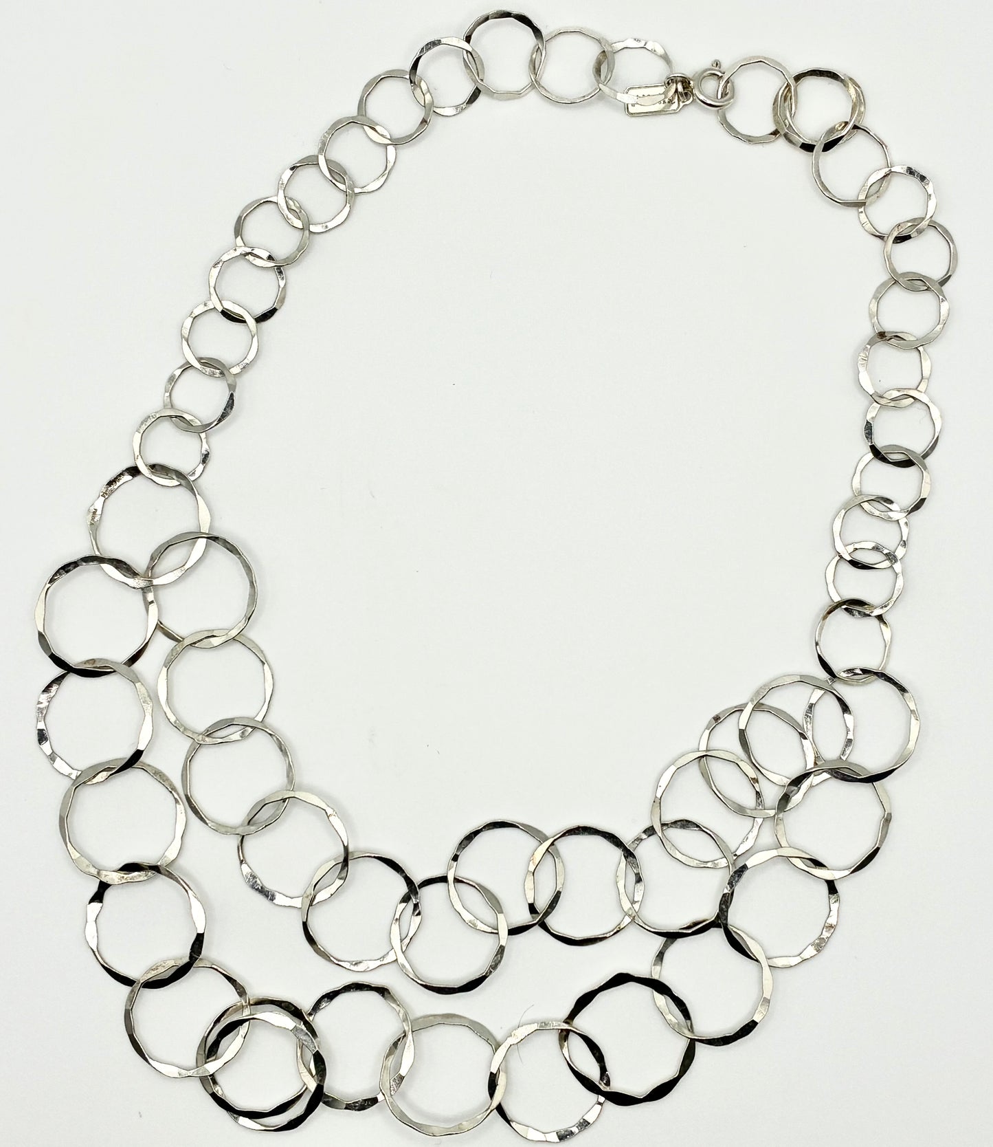925 Sterling Silver FINORA Double-Row Circle Link Necklace 17"