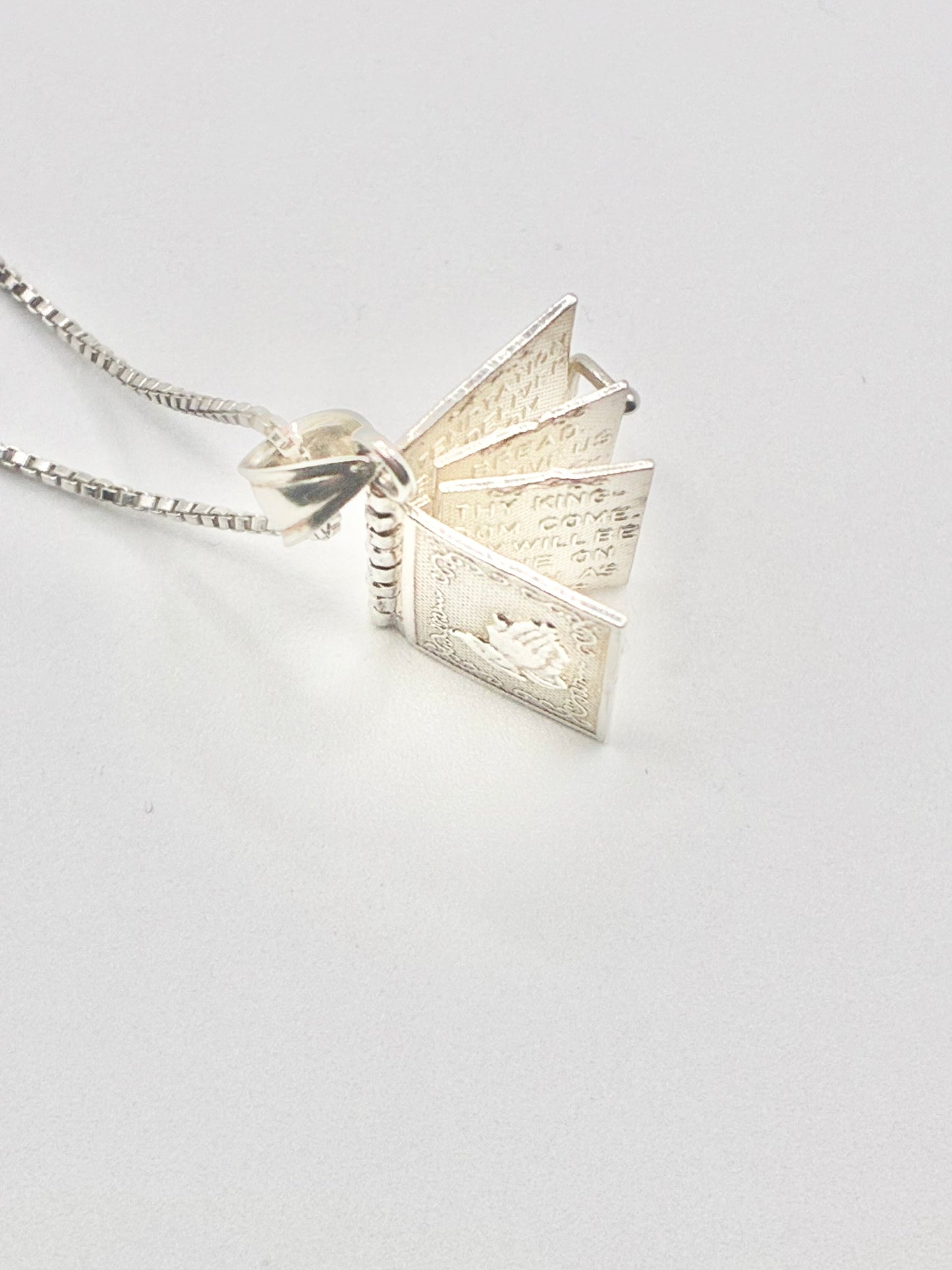 Sterling Silver Prayer Book Pendant and Necklace