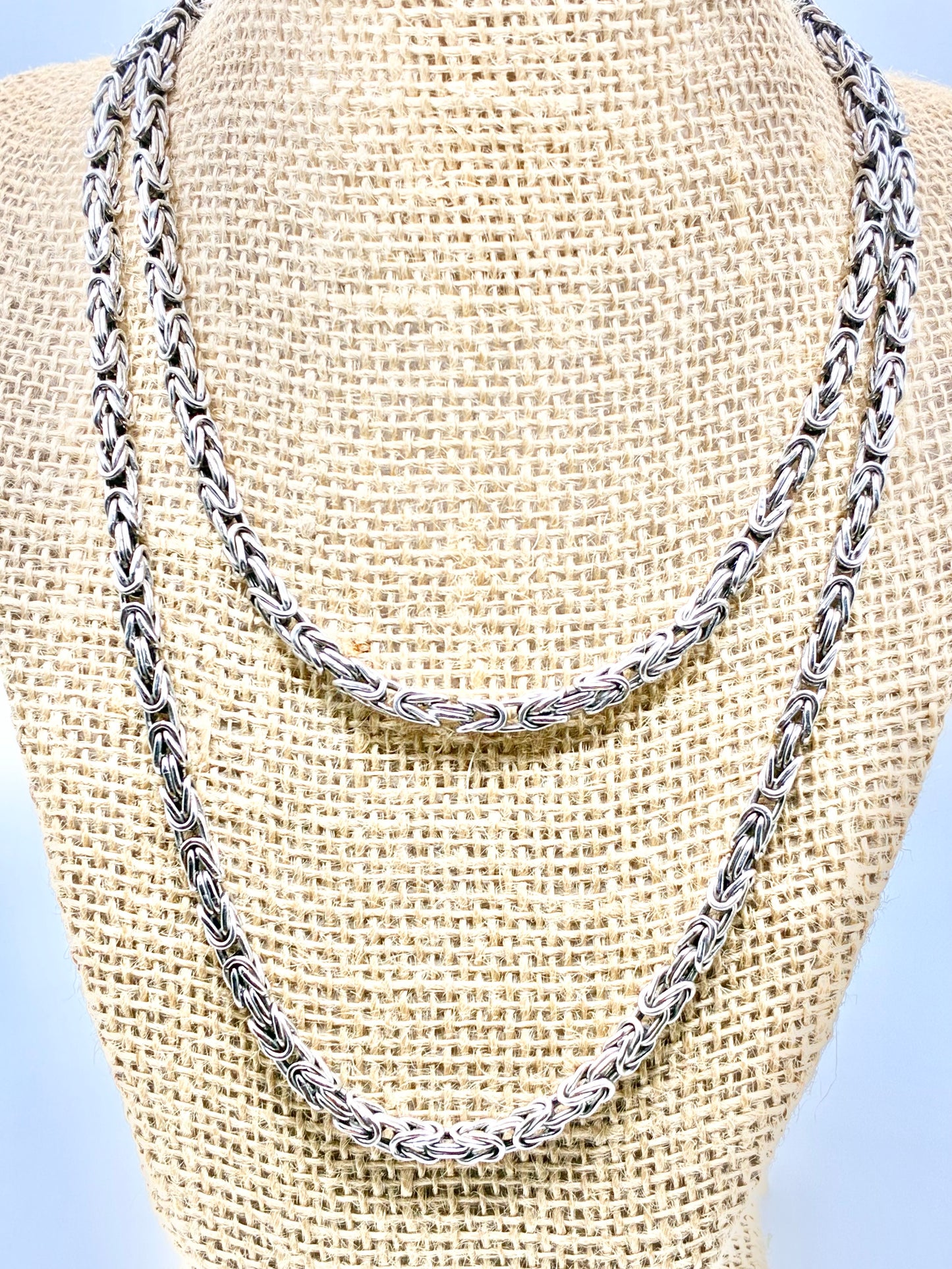 Italian 925 Sterling Silver Byzantine 36" Necklace