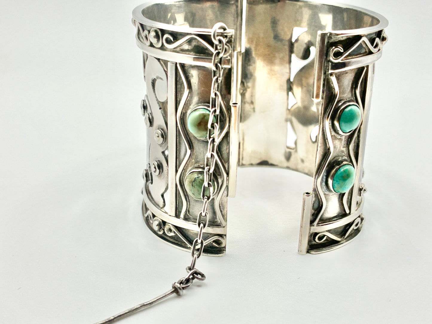 Silver Openwork Panel Cuff Bracelet