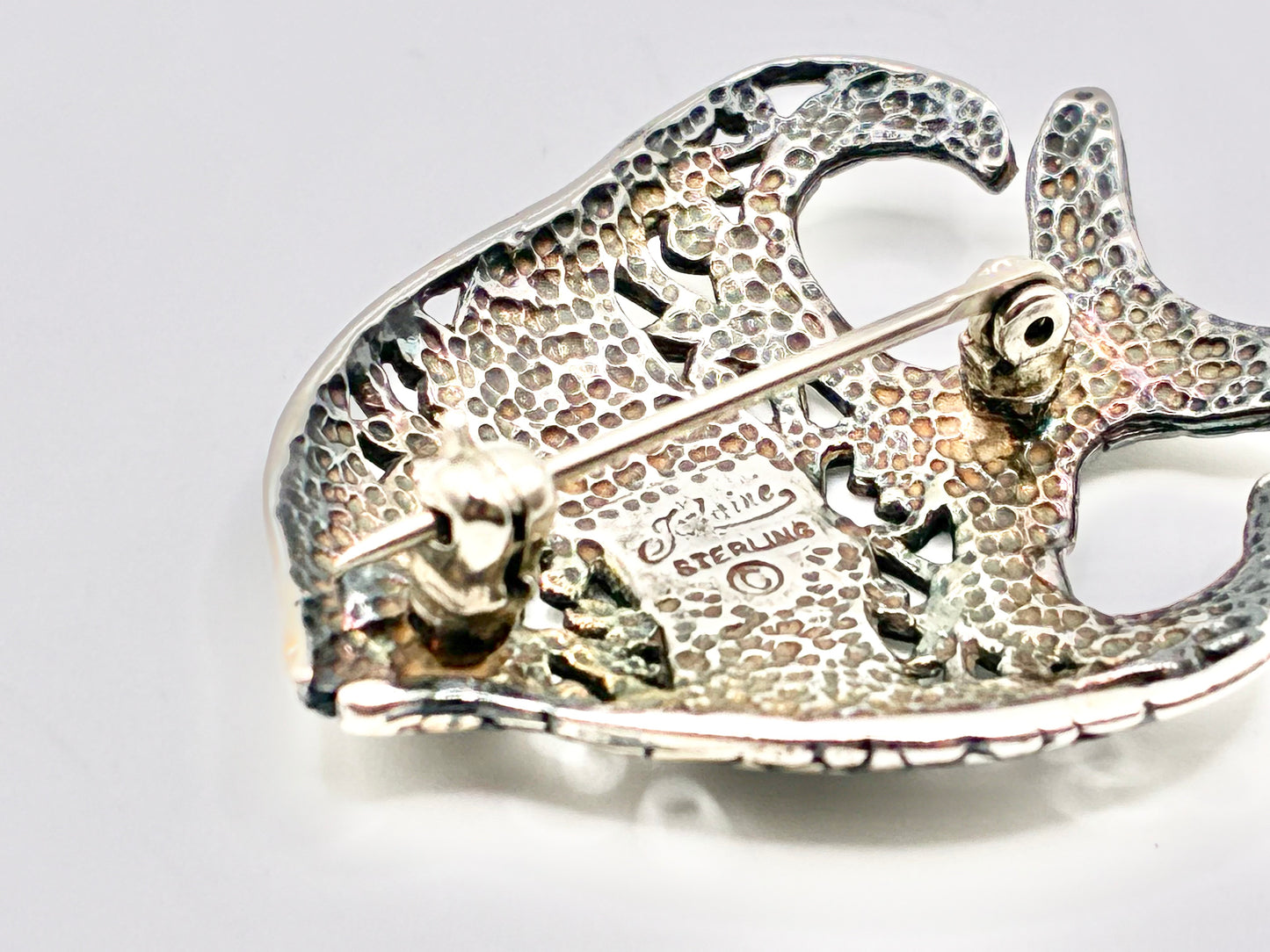Jelaine Sterling Silver Fish Pin with Onyx Eye