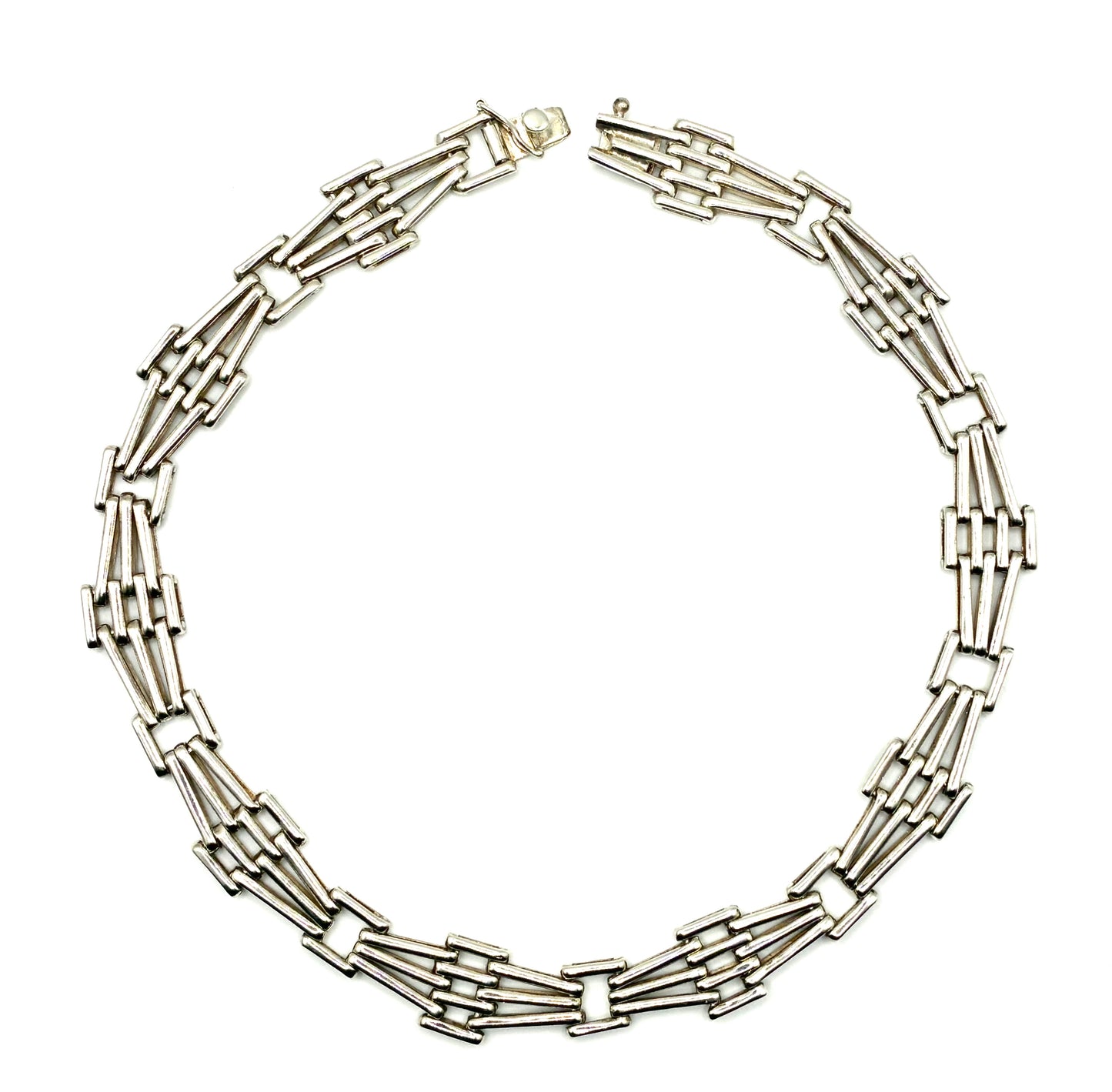 925 Sterling Silver Mexico Articulated Bar-Link 17" Necklace