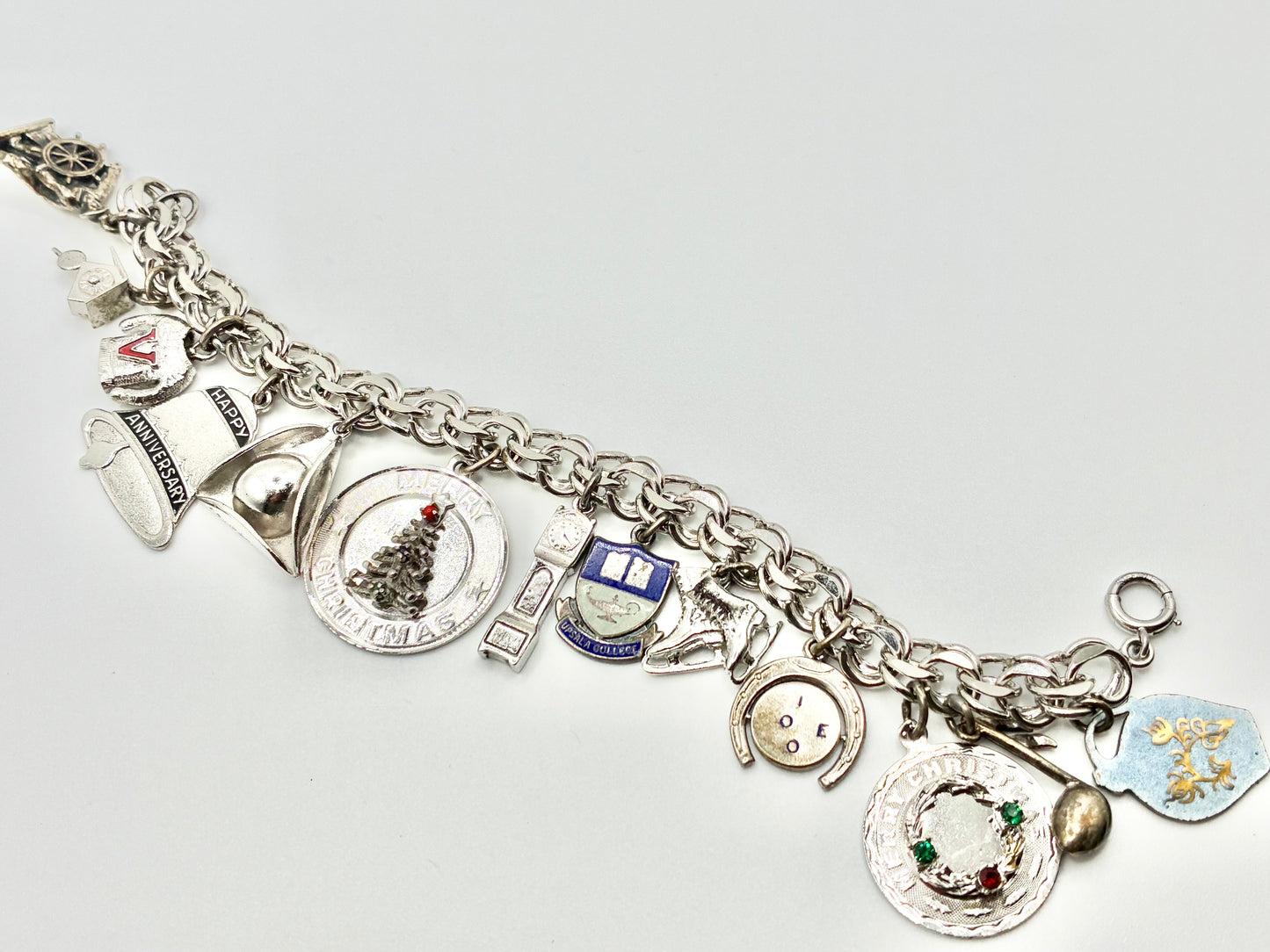 Sterling Silver Charm Bracelet — 6.5" with 13 Sterling Charms