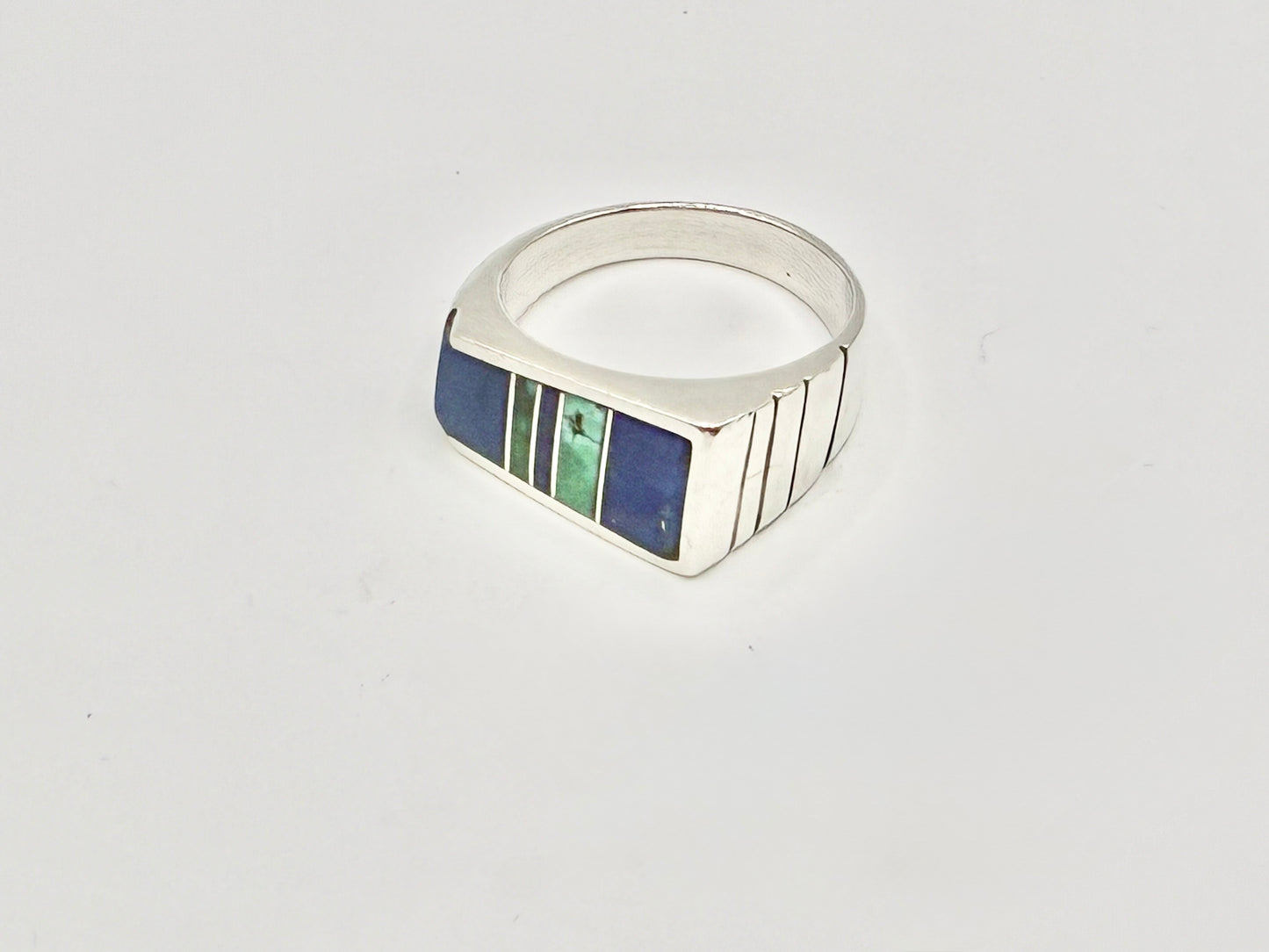 Ray Tracey & I. Segura Sterling Silver Turquoise Inlay Ring — Size 10