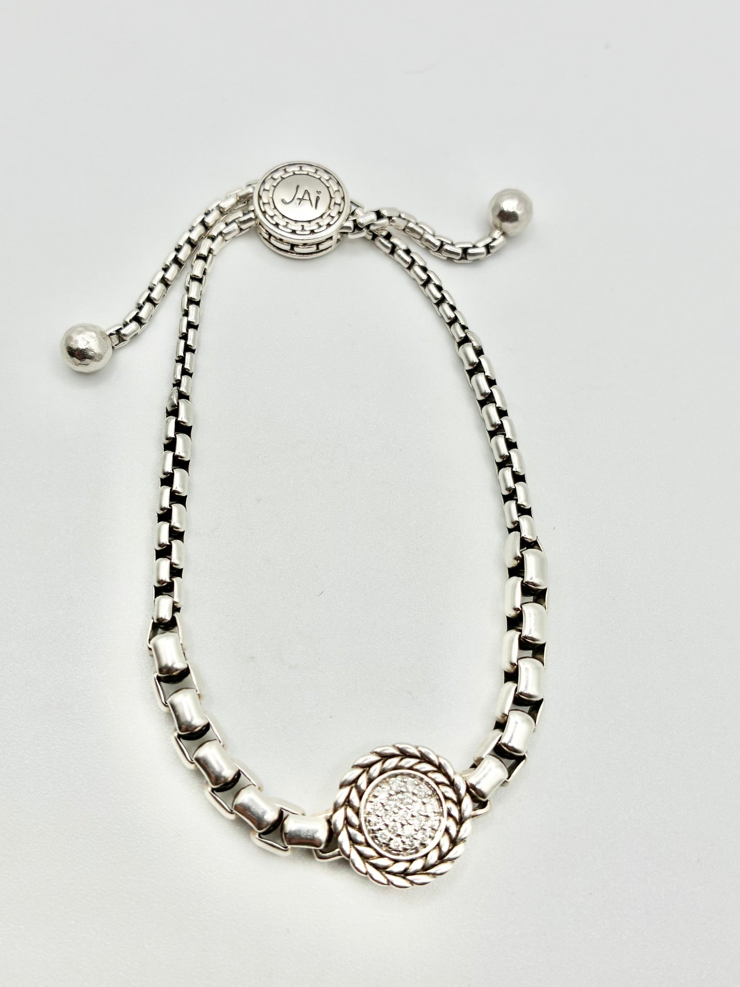 JAI Sterling Silver Adjustable Box-Chain Bracelet