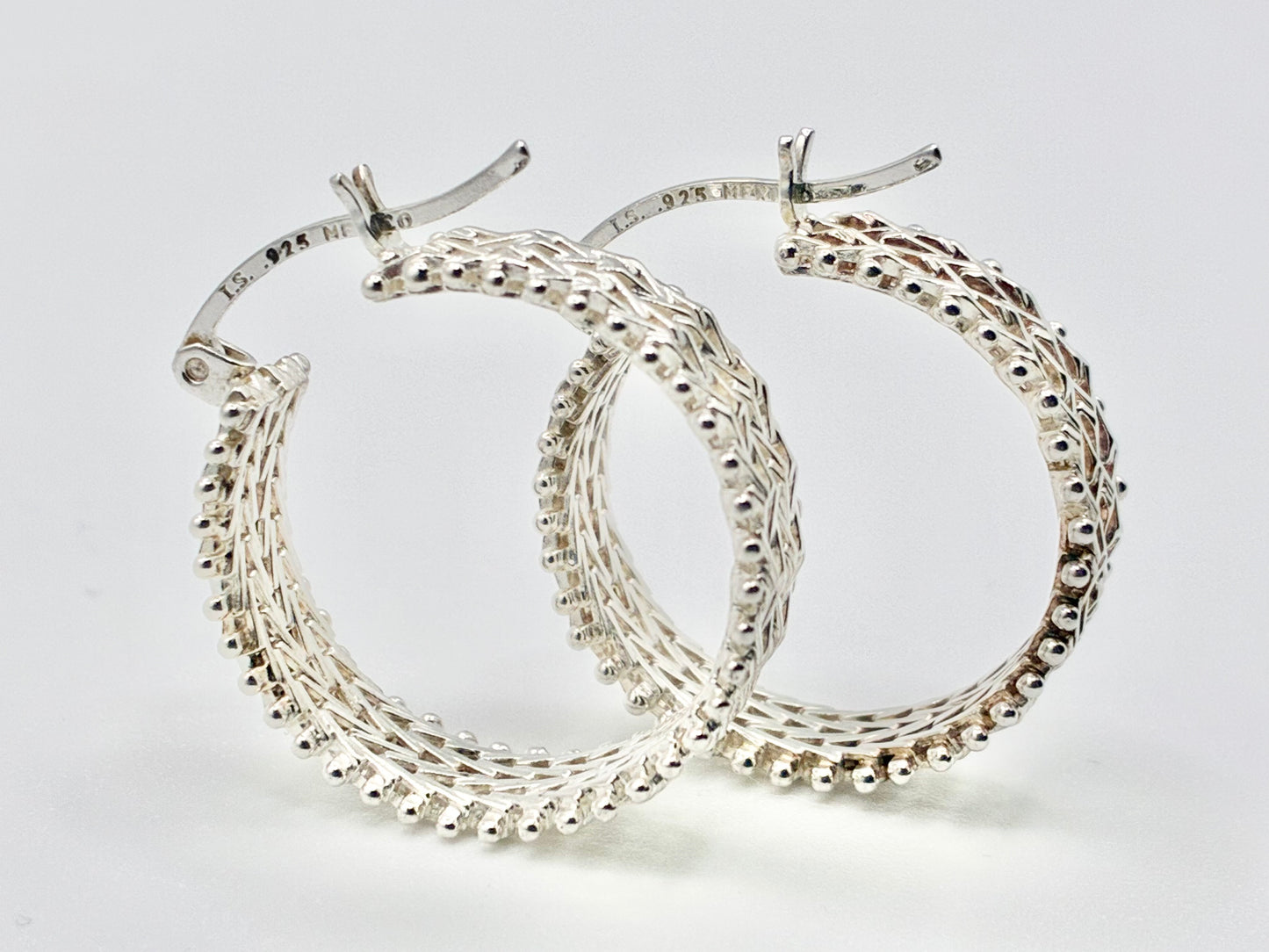 Woven Hoop Sterling Silver 925 Earrings