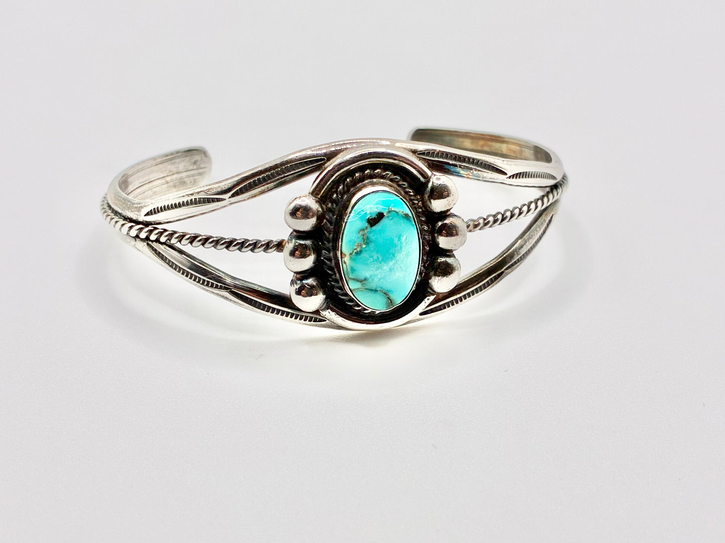 Navajo Sterling Silver Turquoise Cuff Bracelet