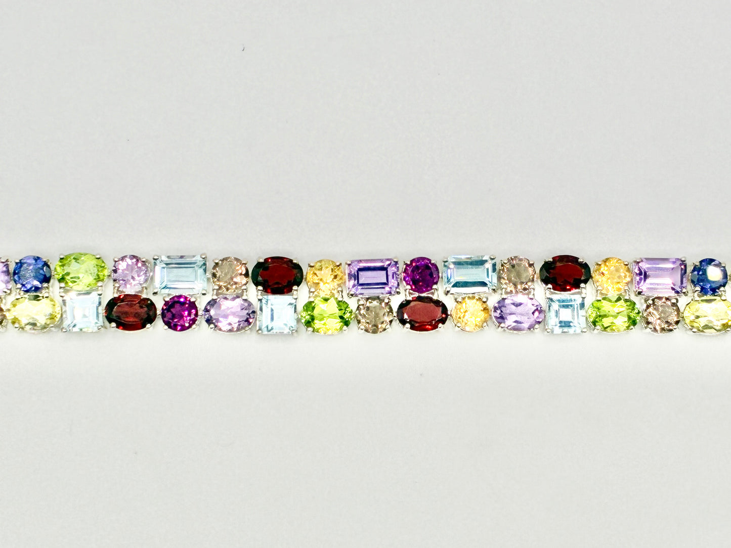 Sterling Silver Multi-Gem Tennis Bracelet – 7”