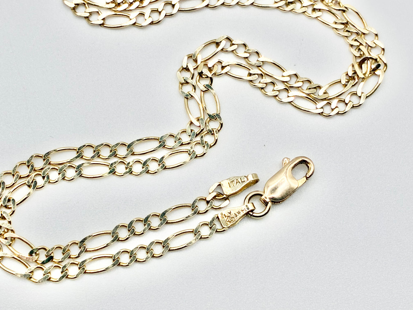 14K Yellow Gold Figaro Chain Necklace — 18"