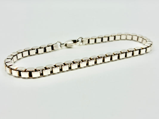 Sterling Silver 925 Box-Link 7.5" Bracelet