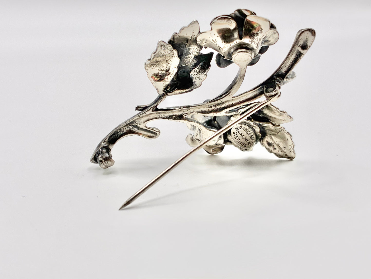 Danecraft Sterling Silver Twin Rose Brooch Large Floral Statement Pin