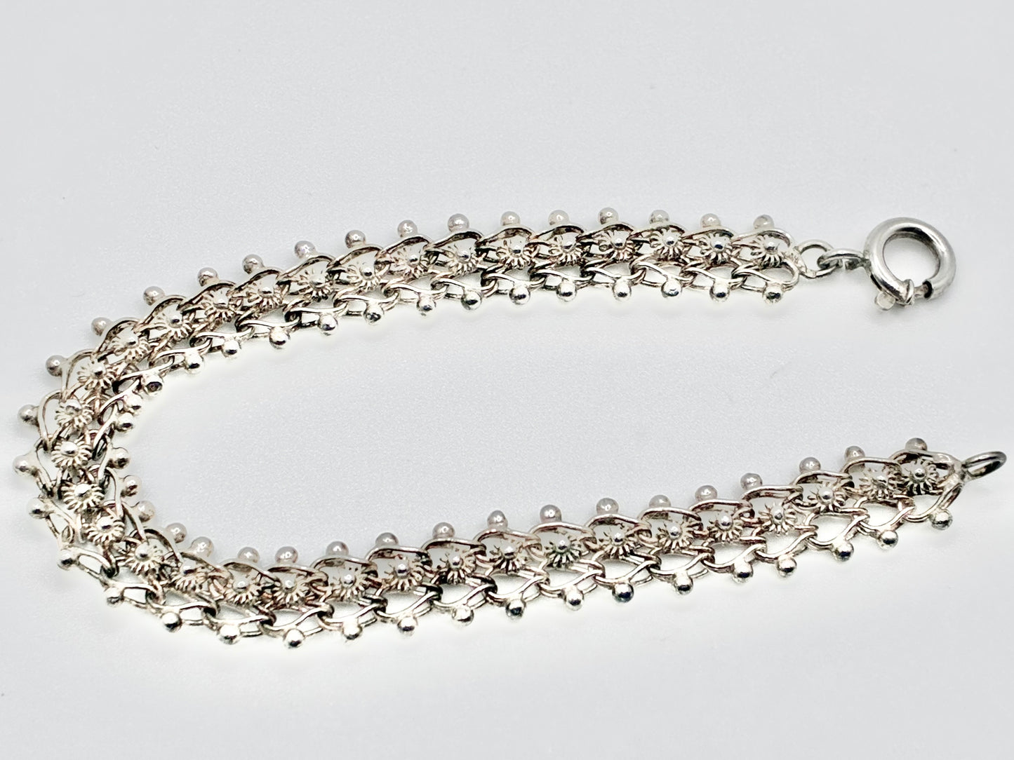 Sterling Silver Floral Lace Bracelet — 7.5"