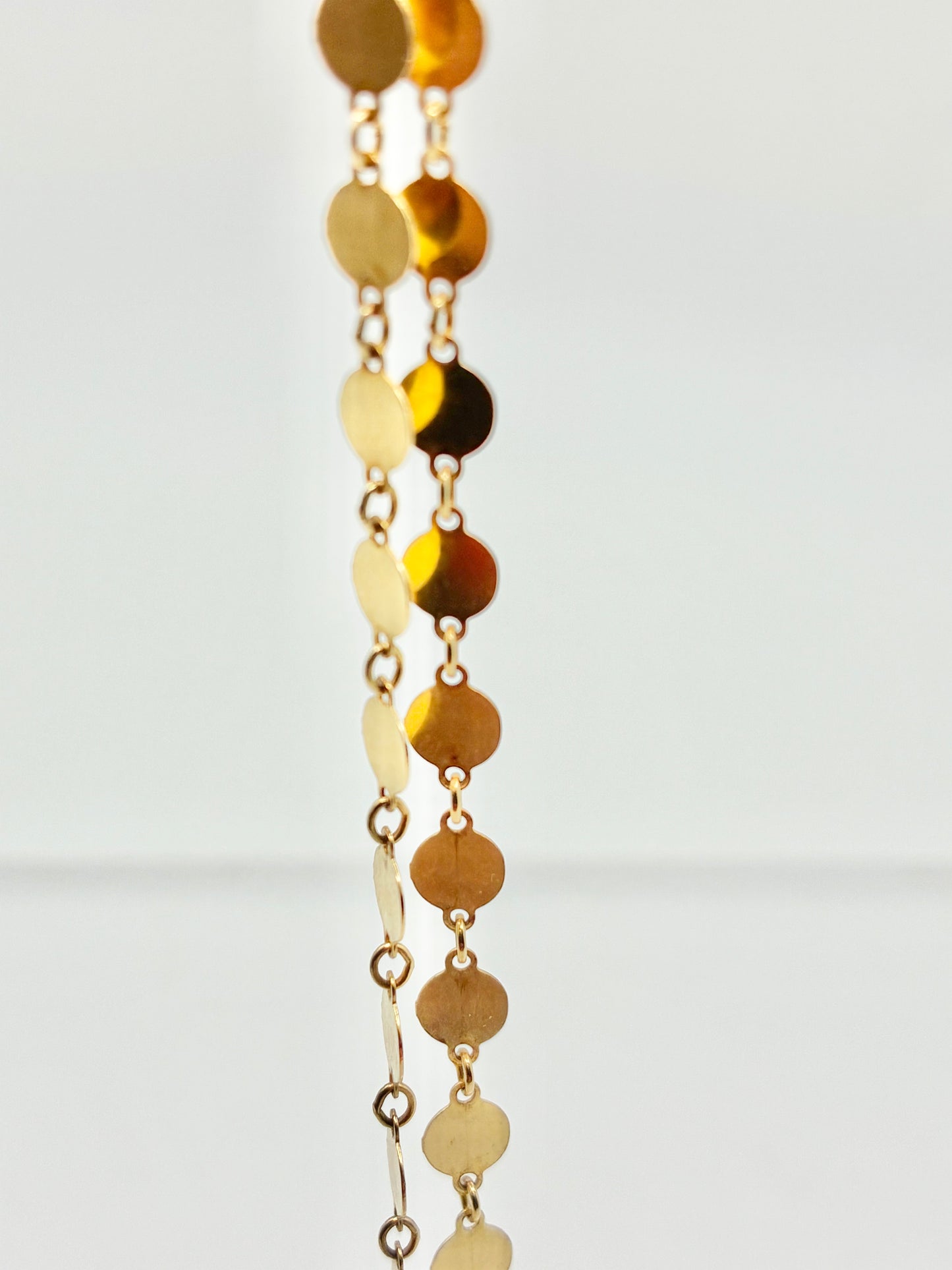 Delicate Italian 925 Silver Flat Disc Gold Tone Necklace 16"