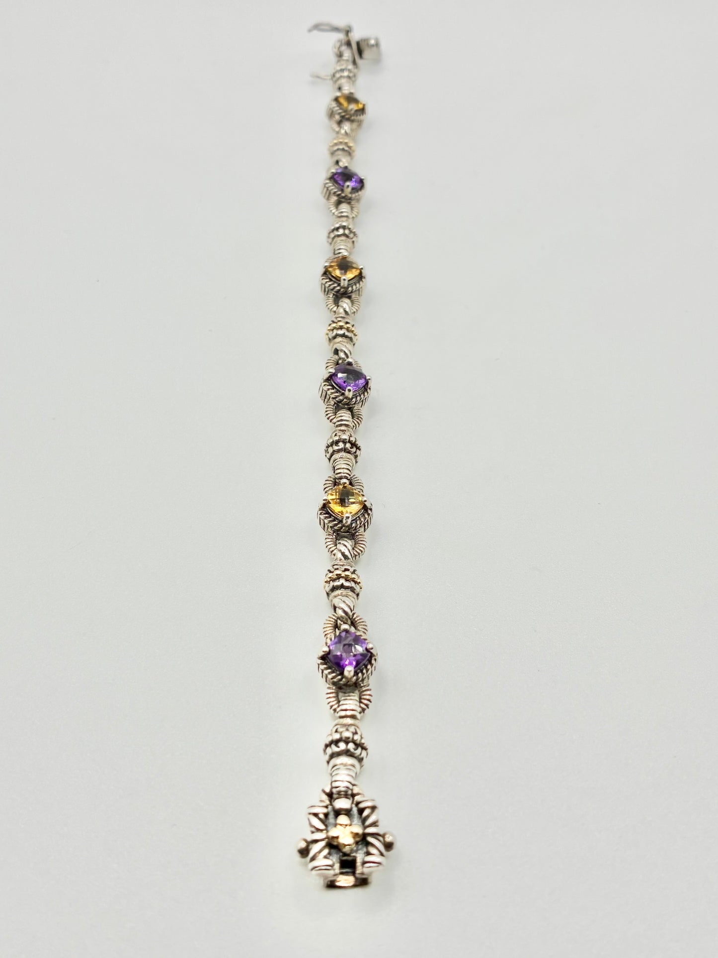 Sterling Silver & 14K Gold Accents Gemstone Bracelet — 7"