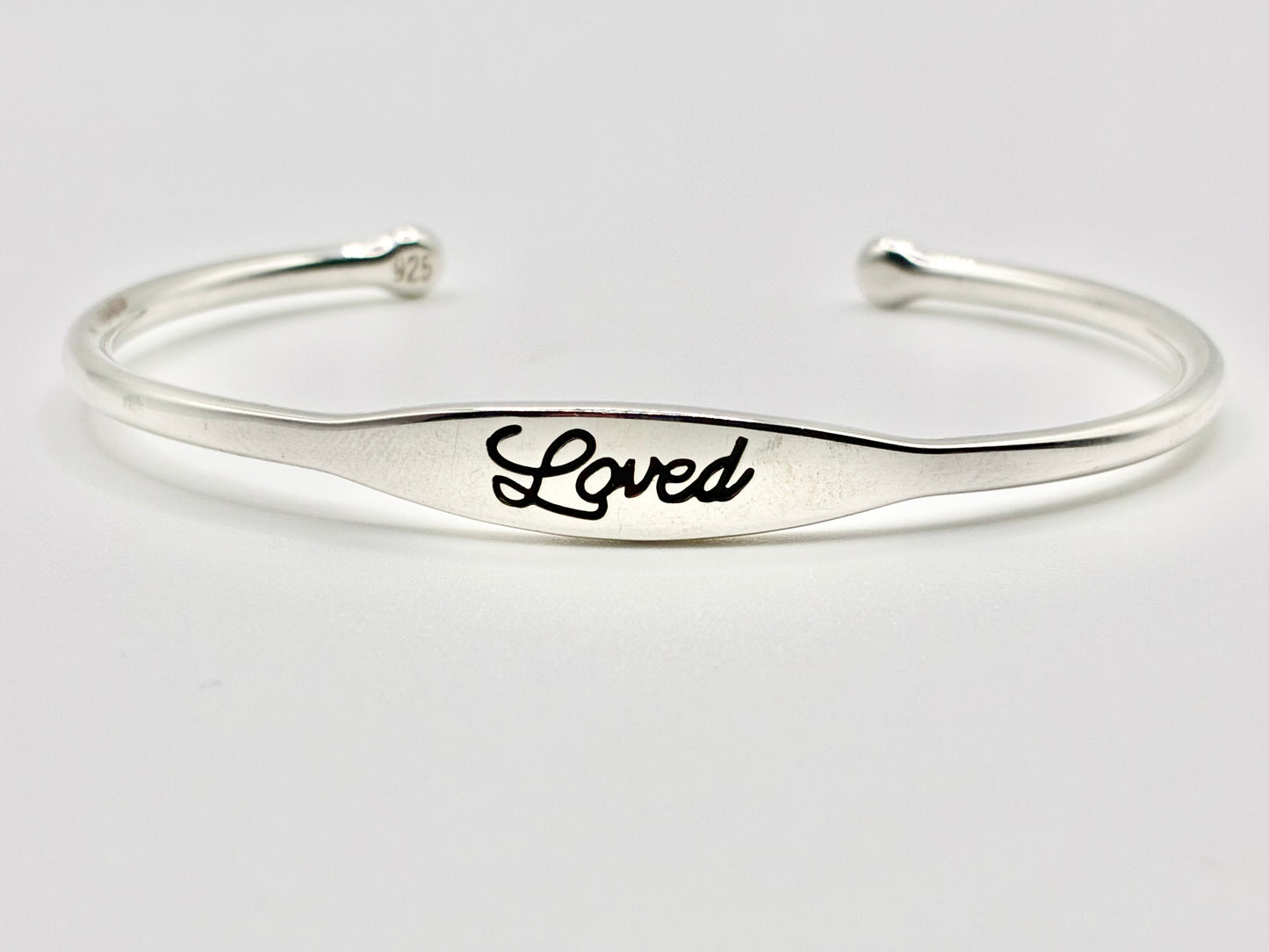 Sterling Silver 925 “Loved” Cuff Bracelet