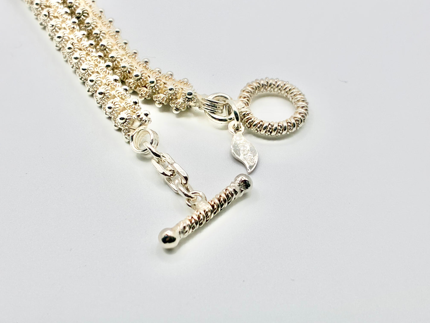 Sterling Silver Beaded Granulation Necklace – 925 – Handmade Laos – 18”