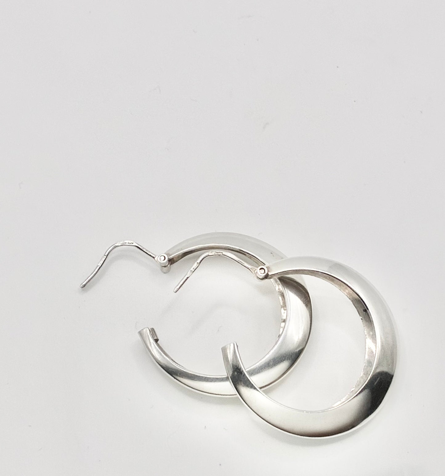 JOIA 925 Italy Sterling Silver Sculptural Hoop Earrings