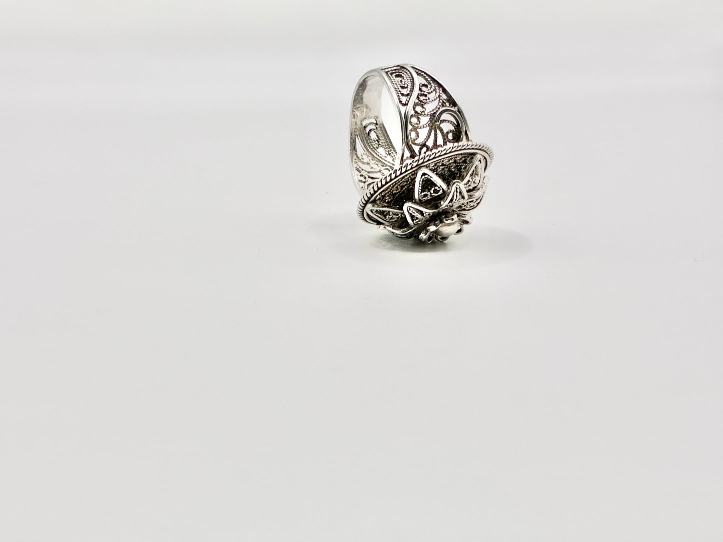 DGS Turkey 925 Sterling Silver Floral Filigree Statement Ring Size 10