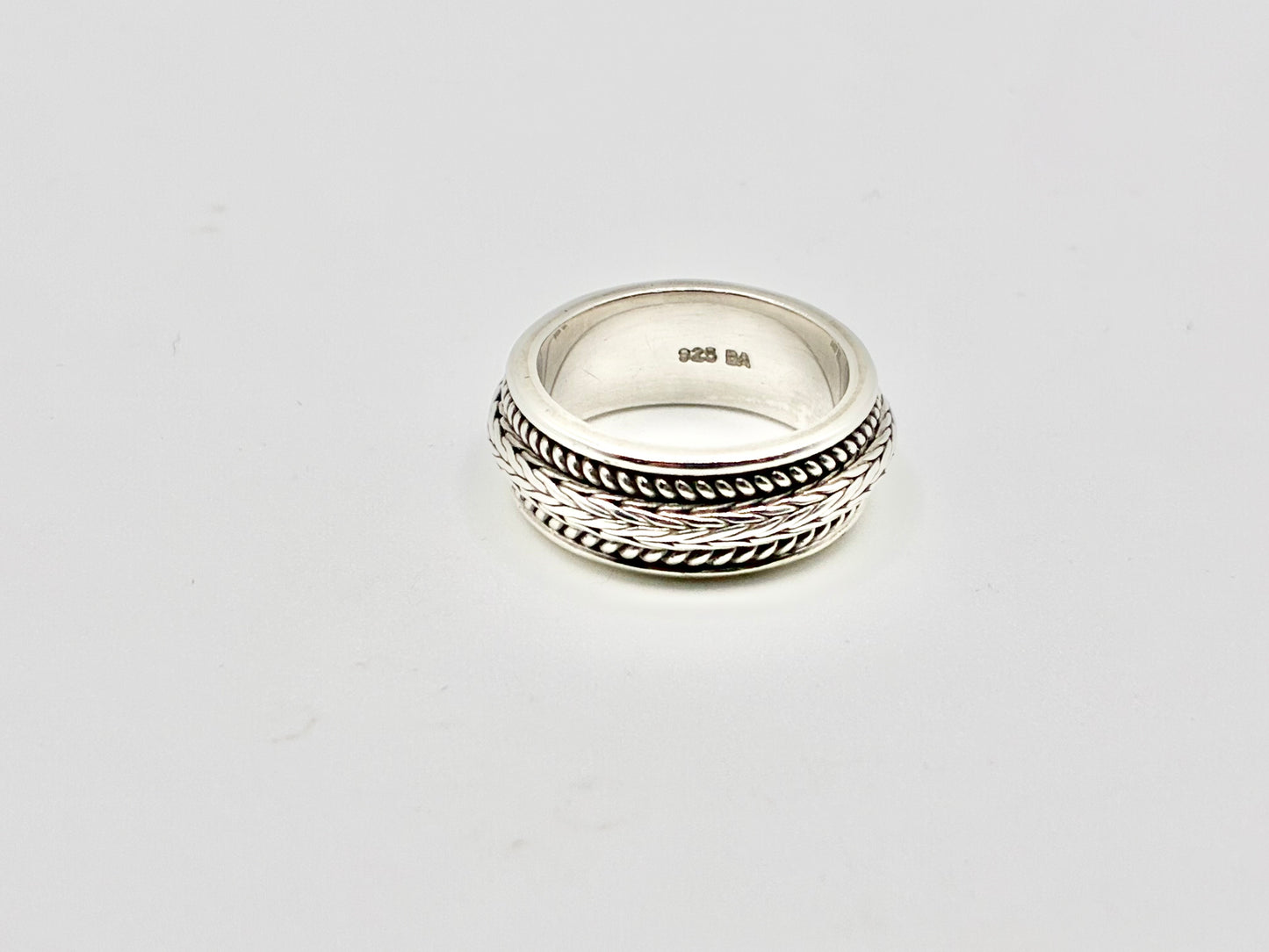 Suarti Bali Sterling Silver Wheat Spinner Band — Size 8