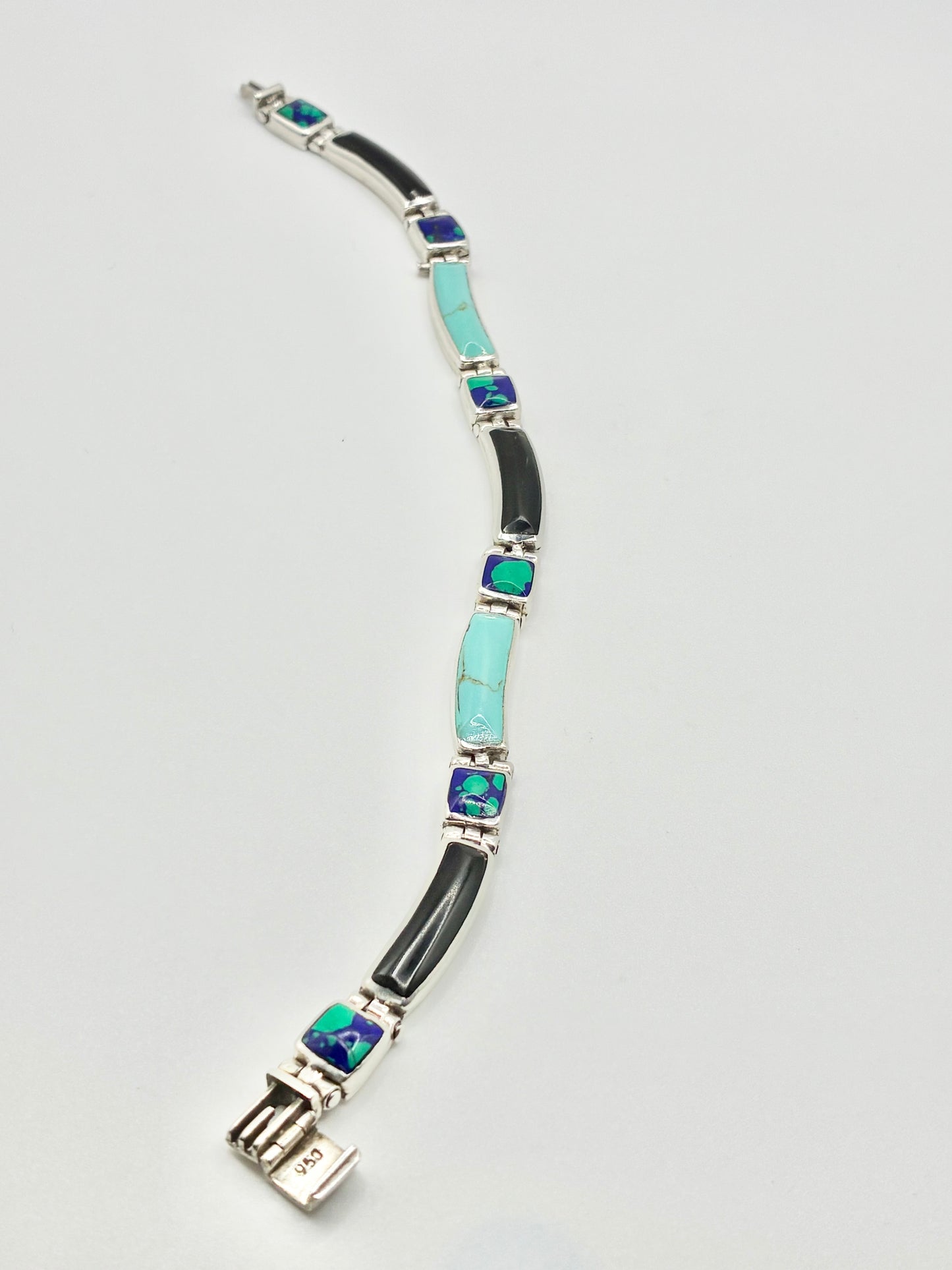 950 Silver Inlay Link Bracelet – 8”