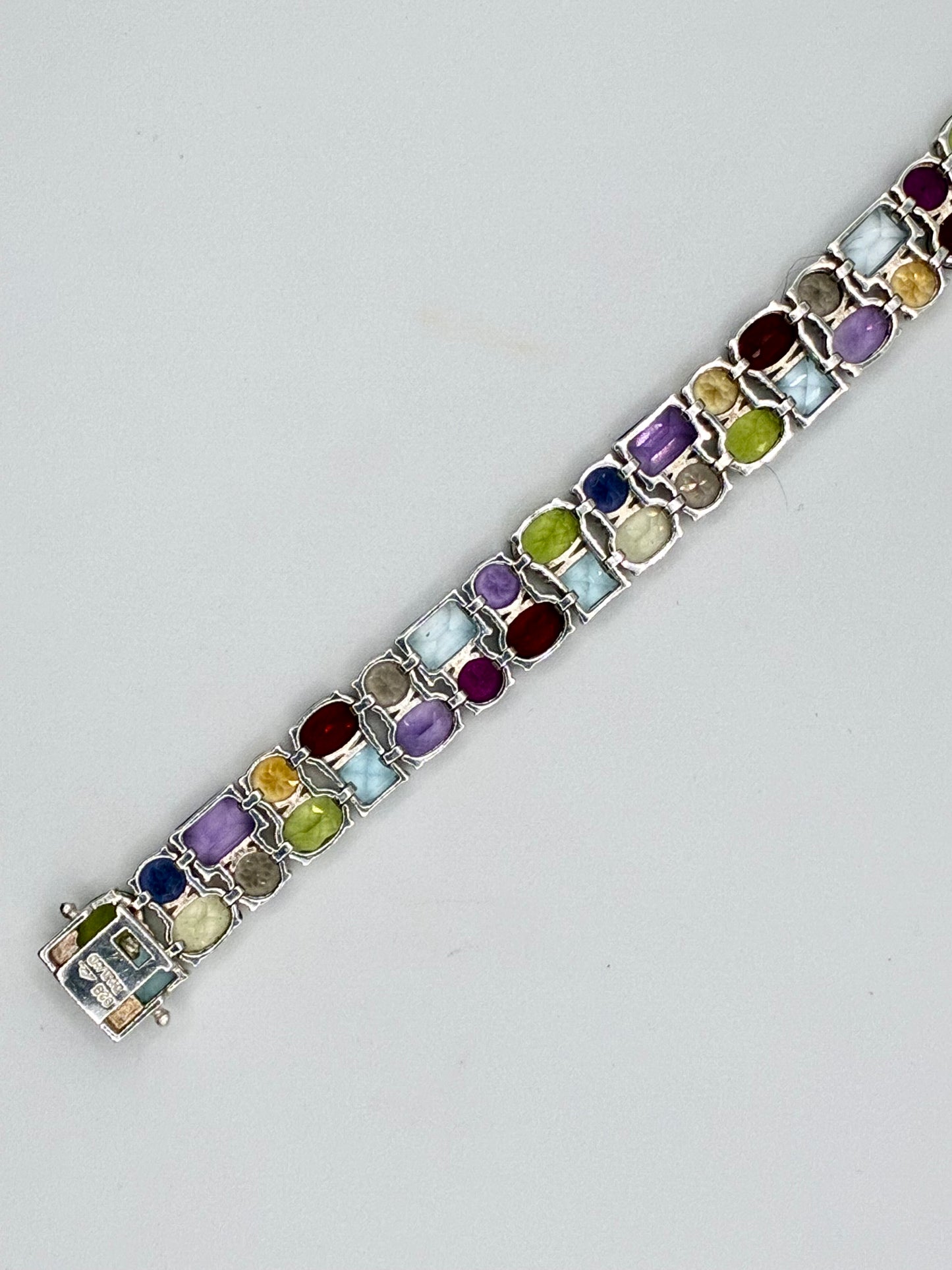 925 Sterling Silver Multi-Stone 7" Tennis Bracelet