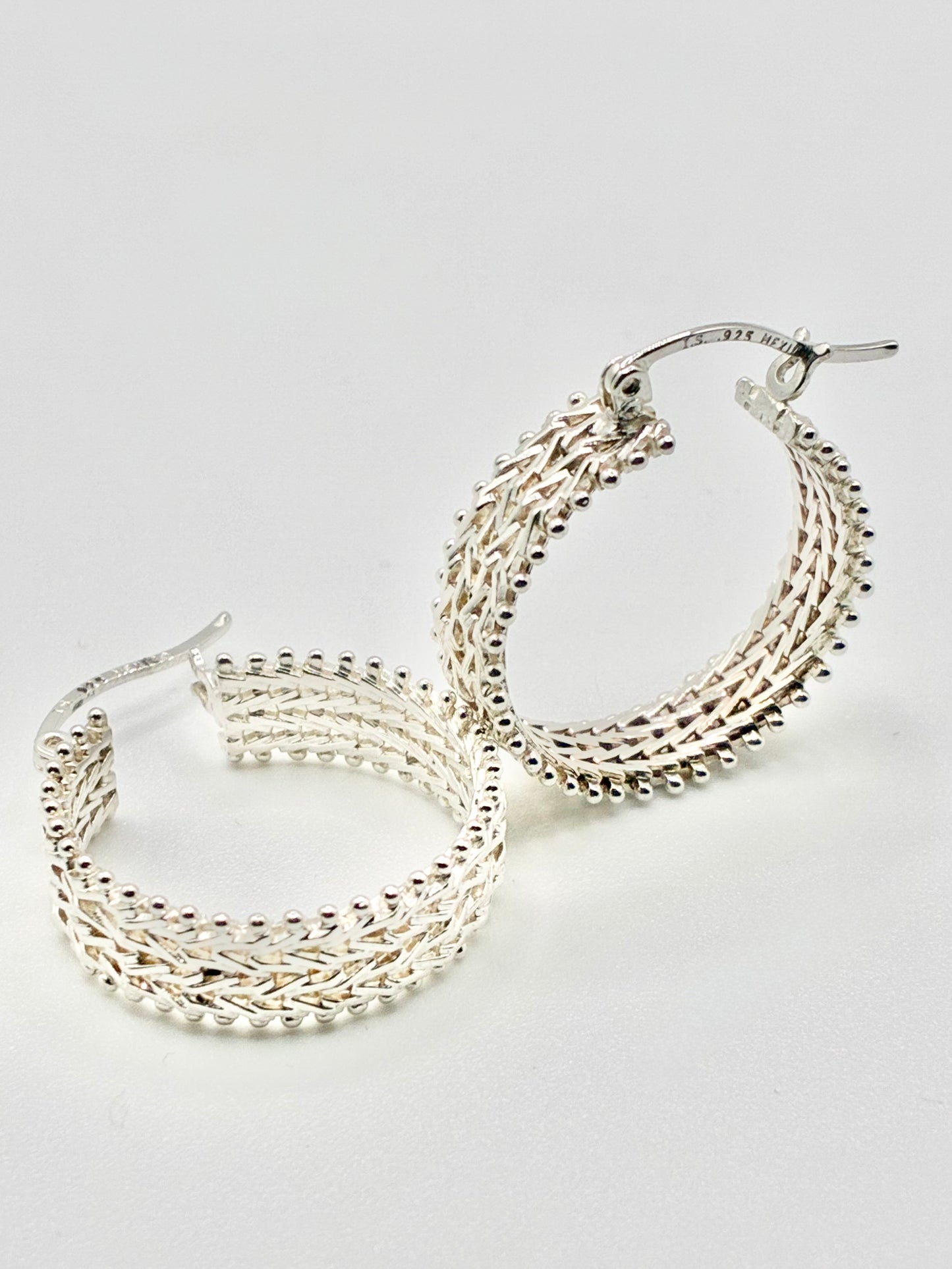 Woven Hoop Sterling Silver 925 Earrings