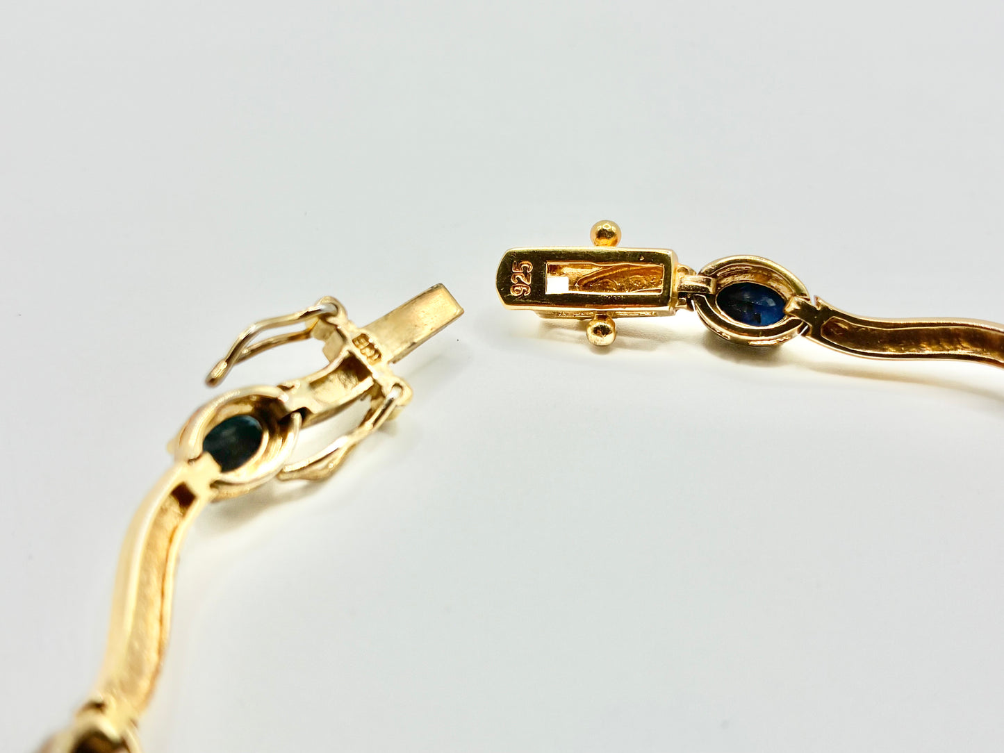 925 Sterling Silver Gold-Tone Black Stone Tennis Bracelet | 7.75"