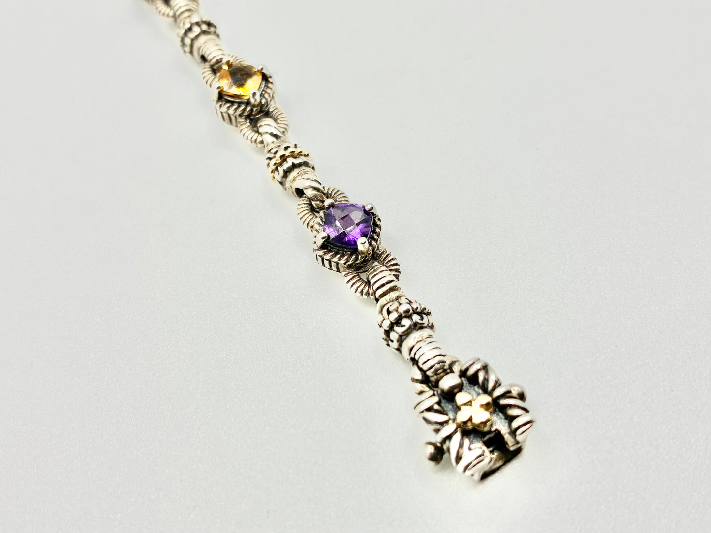 Sterling Silver & 14K Gold Accents Gemstone Bracelet — 7"