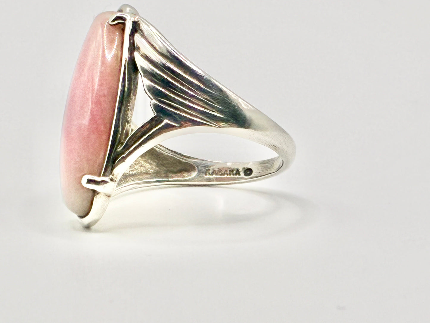 Kabana Sterling Silver Pink Rhodonite Marquise Ring – Size 6