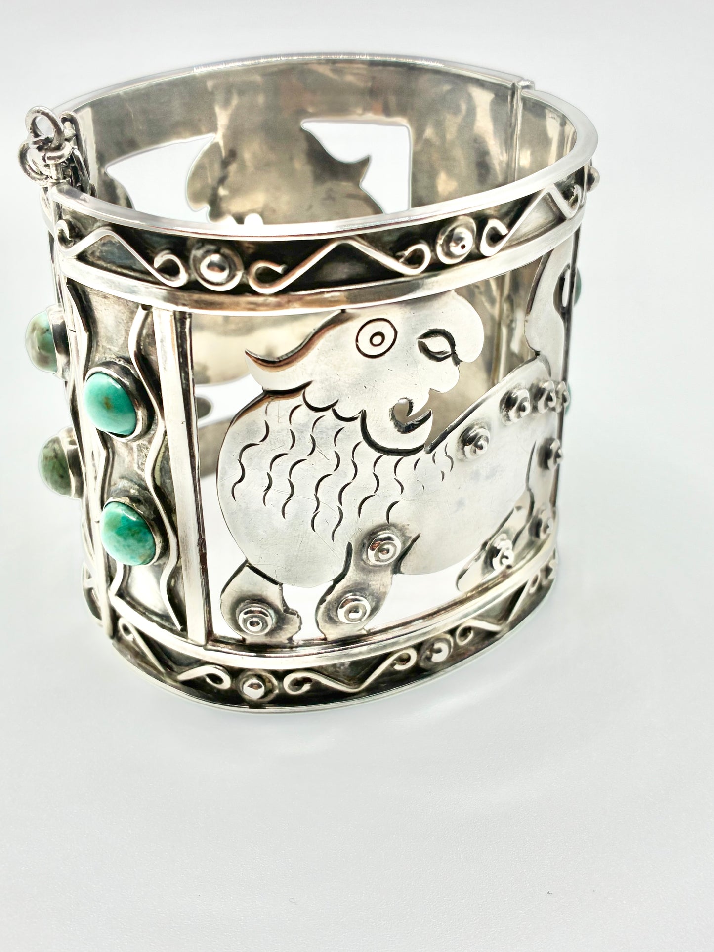 Silver Openwork Panel Cuff Bracelet