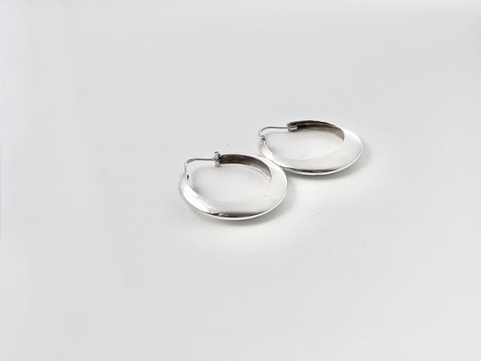 JOIA 925 Italy Sterling Silver Sculptural Hoop Earrings