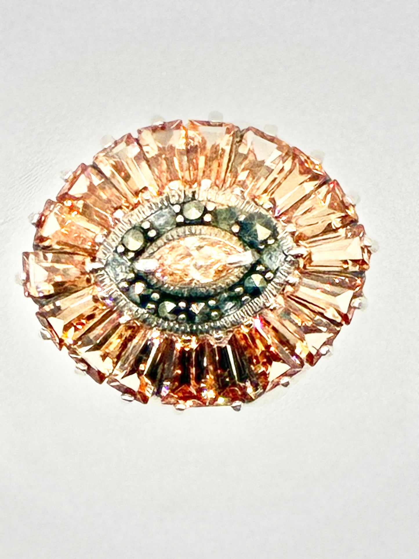 Sterling Silver Sunburst Cocktail Ring - Size 5.75