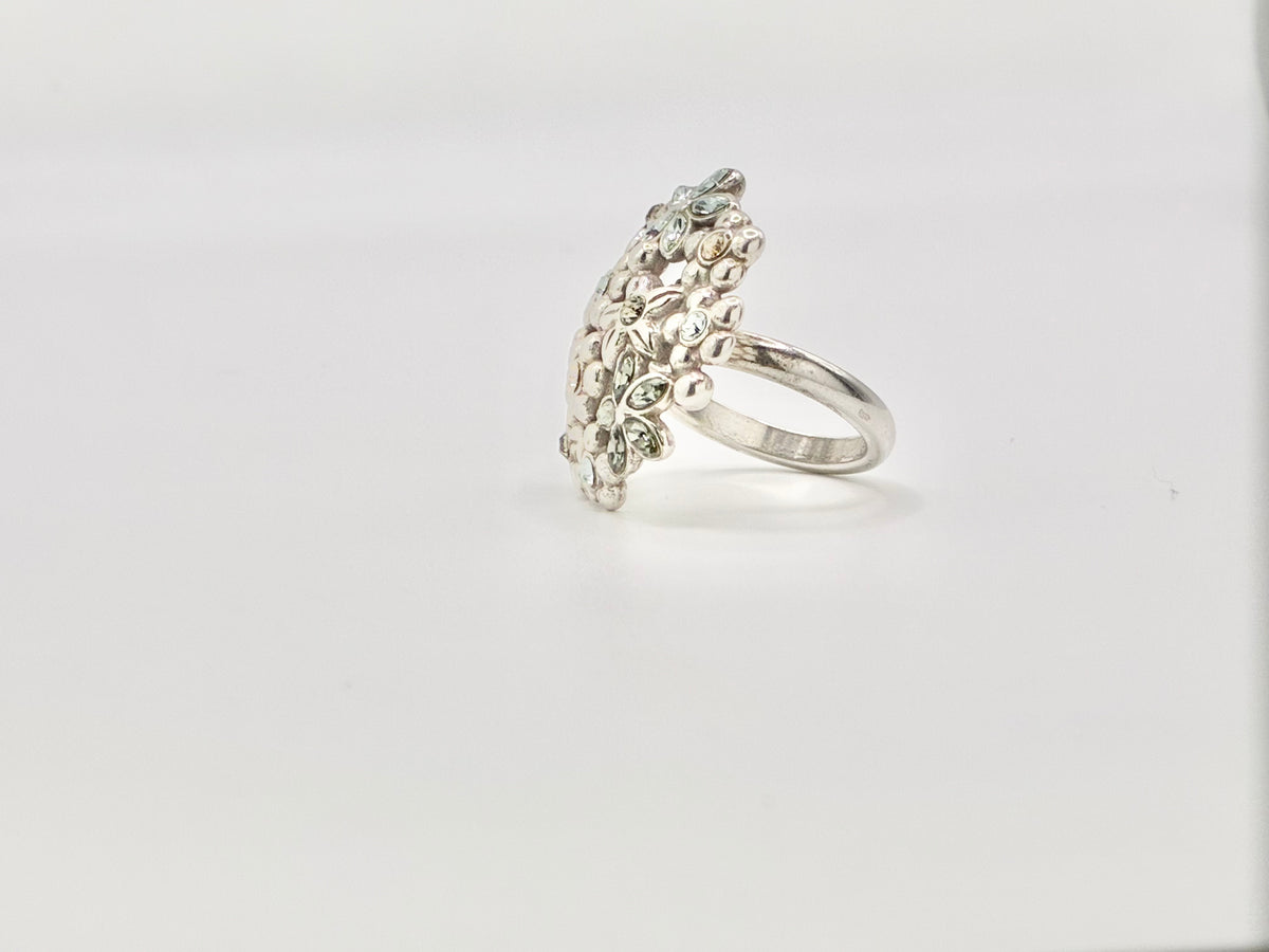Brighton Multicolor Crystal Floral Bouquet Statement Ring - Size 8