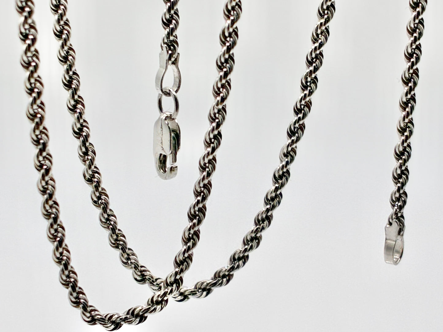 14K White Gold Rope Chain Necklace — 15"