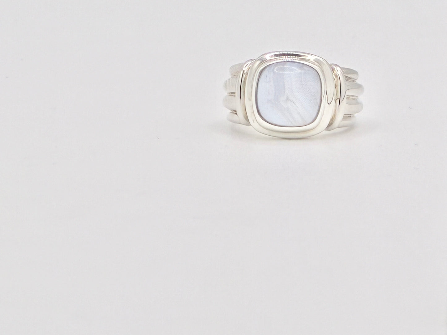 J. Esposito Sterling Silver Ring with Natural Blue Lace Agate — Size 7