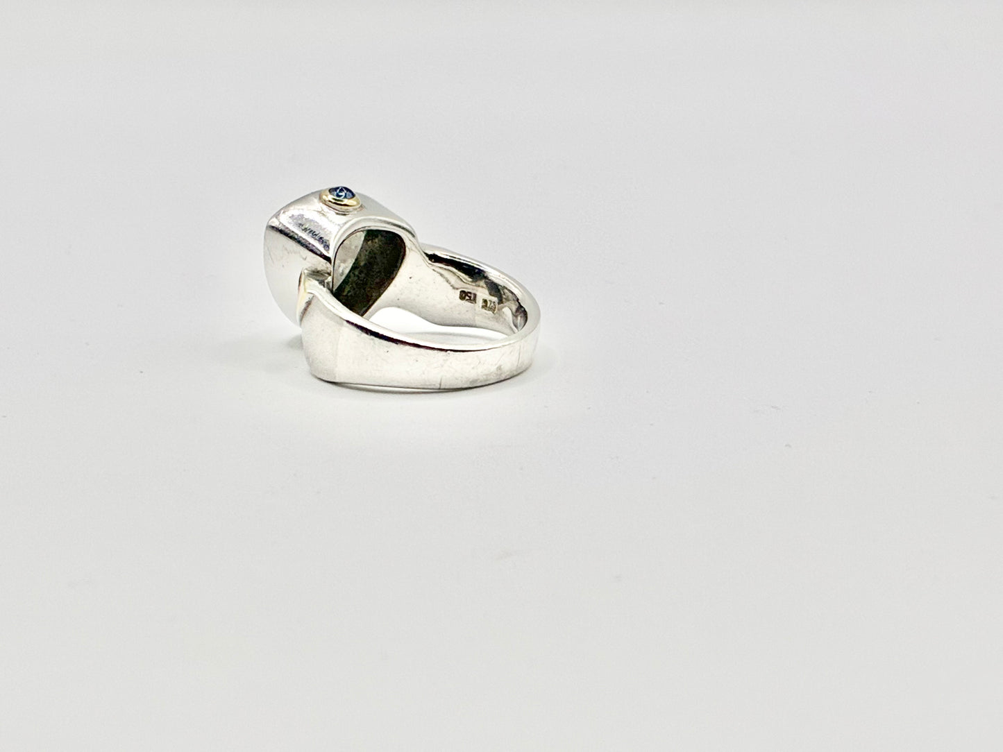 Sterling Silver & 18K Gold Dendritic Agate Ring | Size 7