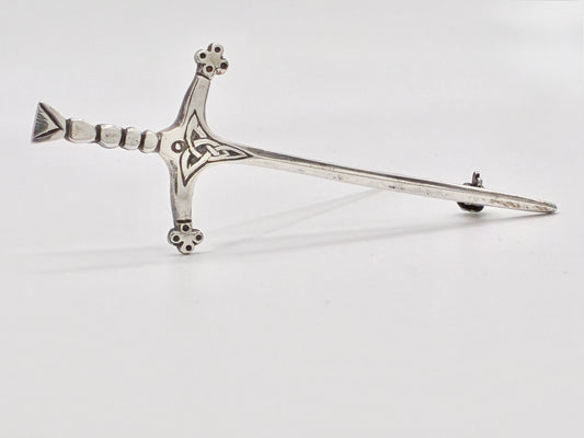 Sterling Silver Celtic Sword Brooch / Kilt Pin