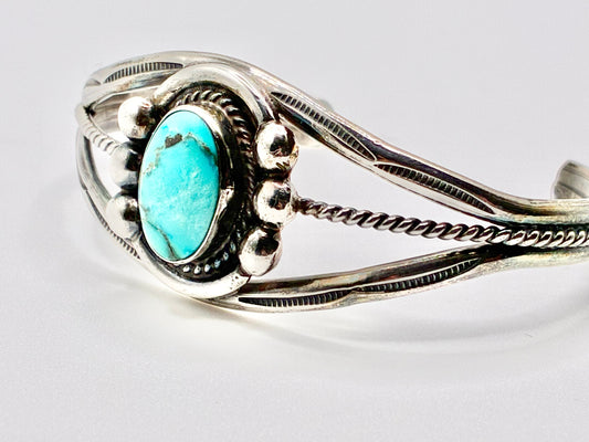 Navajo Sterling Silver Turquoise Cuff Bracelet