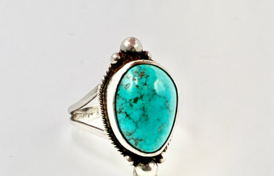 JW Cortez H Sterling Silver Turquoise Ring - Size 6
