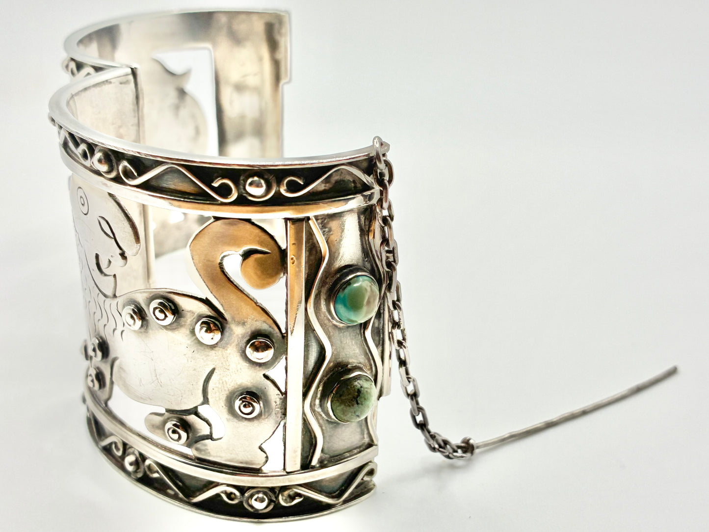 Silver Openwork Panel Cuff Bracelet