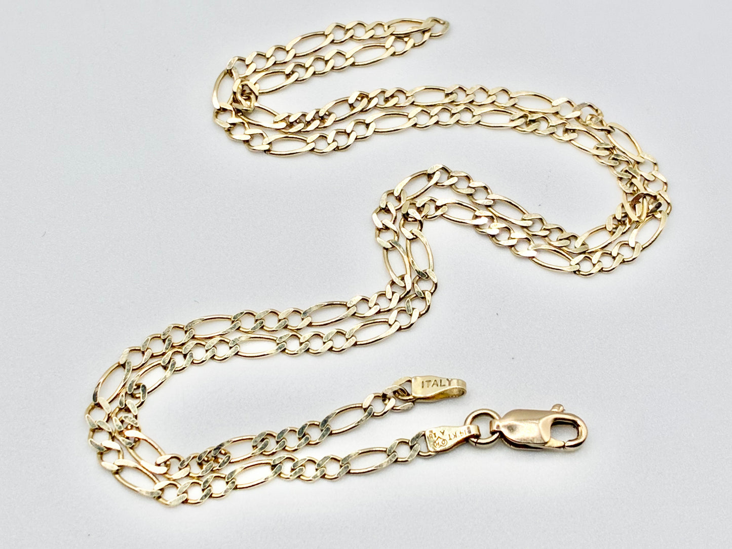 14K Yellow Gold Figaro Chain Necklace — 18"